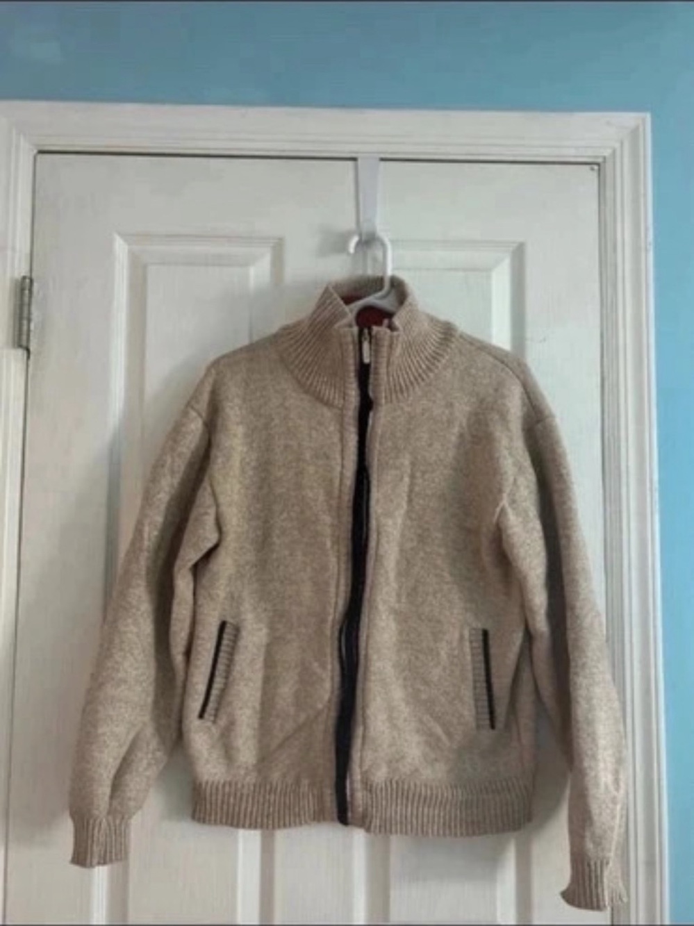 Yeokou Men's Full Zip Fleece Lined Mock Neck Cardigan Sweater Medium